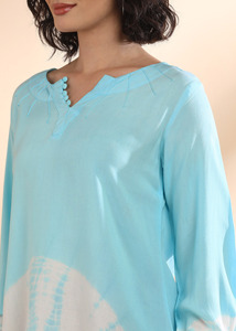 Maaesa Blusa Ligera de Verano para Mujer, Casual, de Rayón, con Estampado Tie-Dye, Cuello en V, Manga Larga, Colección de Diseñador - Product Image 6