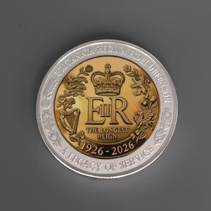 Vente en gros d'usine, pièce commémorative plaquée or à <span class=keywords><strong>deux</strong></span> tons personnalisée, Queen <span class=keywords><strong>Elizabeth</strong></span> II, 100e anniversaire, objet de collection, souvenir, cadeau - Product Image 2