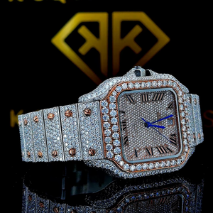 Proveedor Profesional que Vende Relojes de Lujo VVS de Primera Calidad con Movimiento de Cuarzo Automático Analógico y Correa de Diamantes Moissanite - Product Image 1