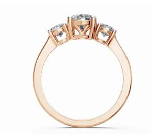 Anillo Triad of Eternity con Diamantes Cultivados en Laboratorio de 1.260 Quilates, 3 Piedras Grandes, Oro Sólido de 9KT, 14KT, 18KT, Oro Amarillo, Rosa y Blanco, Regalo de Joyería - Product Image 4