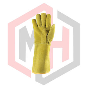 ถุงมือดับเพลิงหนังเสริมแรง ถุงมือเชื่อม TIG สำหรับงานอุตสาหกรรม ถุงมือดับเพลิงเพื่อความปลอดภัย ข้อมือถักป้องกันการบาด - Product Image 2