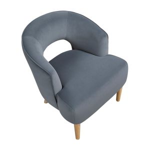 Fauteuil de salon contemporain de luxe, 1 pièce, style unique, fauteuil d'appoint en velours gris foncé avec pieds en bois massif - Product Image 3