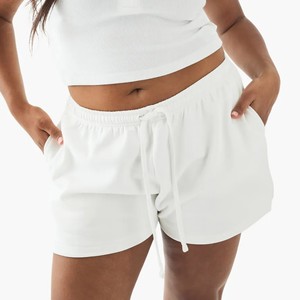 Shorts de Mujer de Diseño Personalizado, Shorts Blancos de Punto, Cintura Media, Cordón Ajustable, Casuales, Transpirables, Color Sólido, Bolsillos, Corte Regular, ODM - Product Image 5