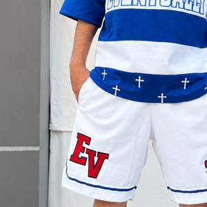 Ensemble Polo et Short Homme Tendance EV 20 Bleu Blanc – Tenue Décontractée Respirante en Coton Tricoté avec Imprimé Lettres pour l'Été – Vêtements de Sport - Product Image 3