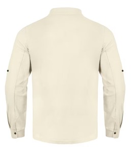 Stand-<b>up</b> Collar Casual Shirt-Breathable Linen/Cotton Fabric Sophisticated Mature Look - Product Image 2