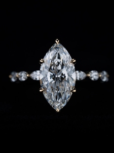 Anillo de Diamante Moissanite de Corte Marquesa de Lujo, Chapado en Oro Amarillo, Diseño Personalizado, Anillo de Compromiso y Boda para Mujer, Regalo - Product Image 2