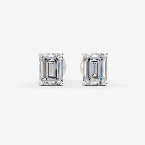 Nouveautés : Boucles d'oreilles solitaires classiques émeraude en or rose 18 carats avec sertissage en clos et motif tourbillon, boucles d'oreilles solitaires diamant, bijoux - Product Image 4