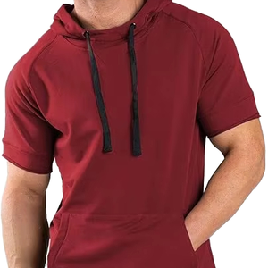 Sudadera con capucha de moda para hombre, holgada, de invierno, con patrón liso, de lana peinada, teñida, antipilling, estilo musculoso, para gimnasio - Product Image 2