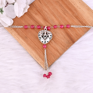 สร้อยคอพร้อมจี้เงินแท้ 925 ประดับด้วยลูกปัดฟิวเซีย คาลเซโดนี - Product Image 3