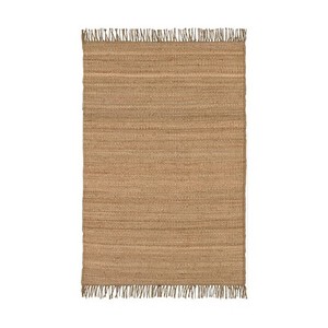 Tapis de salon rectangulaire en jute tissé plat style bohème, couleur unie, écologique, à poils courts, nettoyage facile - Product Image 4