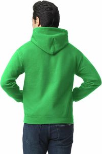 Sudadera con Capucha para Hombre, Verde, de Forro Polar, Corte Regular, Color Sólido, Diseño con Bolsillos, Ropa de Invierno, 100% Algodón, Impermeable - Product Image 2