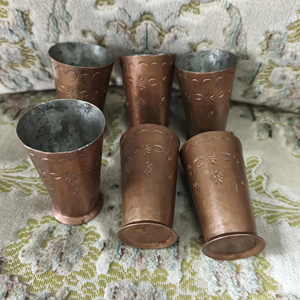Verre à eau en cuivre couleur terre, finition lisse, verre en cuivre couleur naturelle, verre en cuivre personnalisé, verre en cuivre fabriqué en usine - Product Image 1
