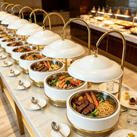 Hotelbedarf Edelstahl-Tischgeschirr Hängedeckel 8L Chafing Dishes Buffet Speisenwärmer Luxus Chafing Dish Buffet-Set
