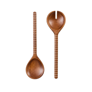 Eco-Friendly Natural Wooden Salad Server Set Handcrafted Teak Wood <b>Serving</b> Spoon And Fork Long Handle Salad <b>Tongs</b> Wholesale Buk - Product Image 5