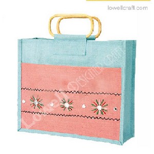 LOWELLCRAFT Geometric Pattern <b>Extra</b> <b>Large</b> Burlap Beach Handbag Reusable Shoulder Grocery Market Travel French Eco Shopping <b>Bag</b> - Product Image 4