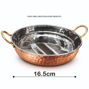 Classic Copper Fry <b>Pan</b> Stainless Steel Interior Hammered Copper Exterior <b>Induction</b> Compatible 16.5 cm 300ml Capacity Riveted - Product Image 3