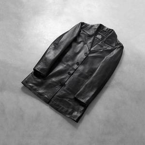 Men's Genuine Leather <b>Jacket</b> Waxed <b>Sheepskin</b> Mid-Length Lapel Autumn/Winter New Style Business Casual with Stylish Design <b>Jacket</b> - Product Image 6