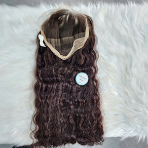 Full for Lace Vietnamese <b>Deep</b> <b>Wave</b> Transparent Lace Long Virgin Brown <b>Wig</b> for Women - Product Image 1