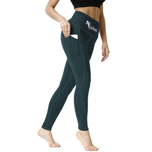 Premium High Waist Sports Yoga Fitness <b>Leggings</b> With <b>Pocket</b> Solid Color Sporty Stretch Yoga Pants - Product Image 1