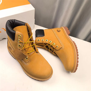 Botas de Tobillo con Cordones de Alta Calidad, Personalizadas, de Moda, para Hombre y Mujer, de Cuero Genuino, Impermeables, Estilo Clásico de Invierno, Color Amarillo - Product Image 4