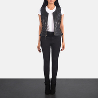 Gilet en cuir ajusté pour femme, en véritable peau de mouton, sans manches, pour un usage quotidien décontracté et tendance 2026