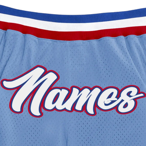 Shorts de basket-ball en mesh sublimé bleu clair et rouge pour hommes, respirants, en polyester, pour l'entraînement et les matchs d'équipe - Product Image 6