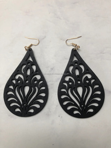 Elegant Handmade Black Resin & Pearl Earrings with <b>Laser</b> <b>Cut</b> Detailing , Perfect for Weddings, Parties & Special Occasions - Product Image 4