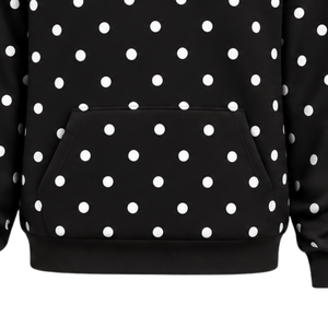 Sudadera con Capucha Oversize de Felpa para Mujer con Estampado de Puntos Blancos y Negros, con Cordón Ajustable y Bolsillo Canguro Delantero - Product Image 5