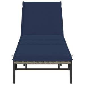 Chaise longue standard en rotin PE bleu marine et acier thermolaqué, modèle gris - Product Image 6