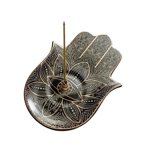 Ceramic Hamsa Hand <b>Incense</b> <b>Holder</b> & Ash Catcher with Star Anise Plug and Ocean Scent for Eco-friendly Spiritual Home Decor - Product Image 1