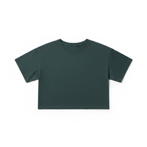 Women Fashion <b>Crop</b> T Shirt Short Sleeve Boxy Cotton Oversized Streetwear T Shirt Casual Summer Wholesale Custom Logo OEM Bulk - Product Image 5