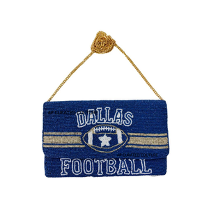 Bolso de hombro con cuentas inspirado en el fútbol americano, azul, temática deportiva, hecho a mano, bolso de mano con cuentas personalizado, bolso de noche, diseños modernos - Product Image 6