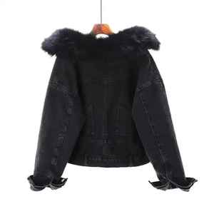Oem Women's <b>Denim</b> Jacket Casual Outwear Fall Winter Breathable Quick Dry Cotton Oversized Zipper Closure <b>Coat</b> for Ladies - Product Image 4