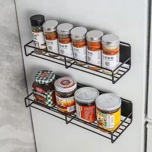 Étagère à épices magnétique à double niveau, support de rangement en métal pour cuisine, design minimaliste, forme rectangulaire - Product Image 1