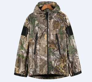 Veste softshell camouflage pour homme, imperméable, à capuche, manches longues, pour la chasse en plein air, saison automne, tissu polyester - Product Image 1