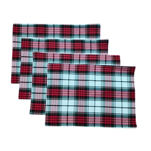 Set de table rectangulaire en coton 100% à carreaux écossais blanc et rouge pour Noël, classique, écologique, élégant et doux - Product Image 3