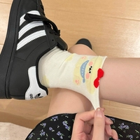 Chaussettes mi-hautes en coton pour femmes, motif animaux de dessin animé amusants, design original et mignon, collection printemps-automne