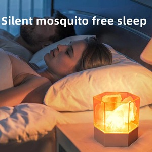Lampe de table LED USB multicolore en sel de l'Himalaya comestible et raffiné, veilleuse pour chambre à coucher, luminaire de chevet, emballée en sac - Product Image 3
