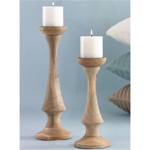 Candelabro Rústico de Madera Tallada de 12 Pulgadas de Alto, Portavelas de Pilar Estilo Rústico, Soporte de Madera Envejecida para Velas Cónicas, Pilar de Madera para Velas - Product Image 4