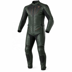 Combinaison de moto en cuir une pièce toutes saisons |   Noir Vert |   Fabricant OEM ODM |   Qualité de conception haut de gamme |   Vêtements de course - Product Image 1