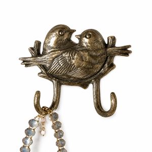 Brass Love Birds Double Wall <b>Hook</b> Antique Finish <b>Decorative</b> Dual <b>Coat</b> <b>Hook</b> Wall Mounted Towel Hat Key Bag Holder Home Decor - Product Image 1