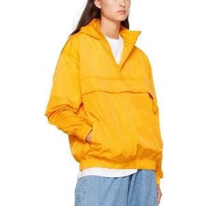 Women Hooded Windbreaker <b>Jackets</b> / Solid Color Custom Logo Pullover <b>Summer</b> <b>Lightweight</b> <b>Jacket</b> - Product Image 3