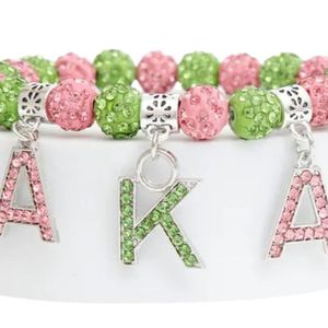 Pulsera de Letras Brillantes Rosa y Verde para Mujer, Pulsera de Cuentas con Dijes, Joyería de Moda, Pulsera de Perlas Coloridas, Accesorio de Regalo Casual - Product Image 4