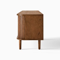 Buffet de salon rustique en teck avec 5 tiroirs, portes shaker, finition Salak/noyer faite à la main, garantie 1 an pour le rangement