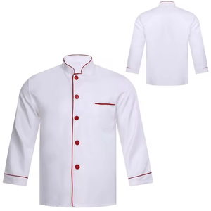 Chaqueta de Chef Larga Unisex de Algodón con Ribete en Contraste, Uniforme para Restaurante, Cocina, Hotel, Cafetería, Panadería, Cantina - Product Image 2