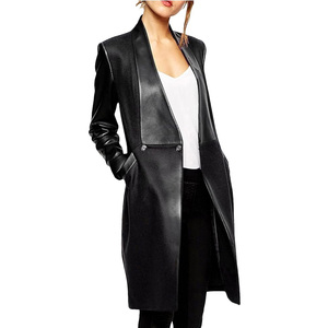Women's Thick High Street Style Long <b>Top</b> Trending Design Custom Autumn Winter Leather Trench Coat Windproof Eco-Friendly - Product Image 6