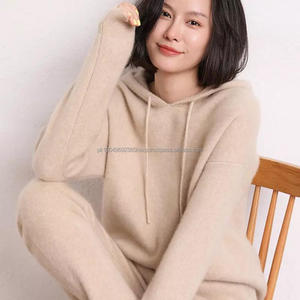 Pull à capuche en tricot épais d'hiver 100% coton de luxe pour homme, brodé, uni, teint - Product Image 2