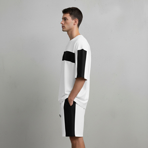 Conjunto de Pantalones Cortos para Hombre de Talla Grande, 100% Algodón de Alta Calidad, Personalizado, de 2 Tonos, con Hombros Caídos, Cómodo, Estilo Urbano, Conjunto de 2 Piezas - Product Image 3