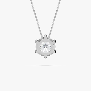Collier pendentif solitaire en diamant de laboratoire taille brillant plaqué or platine pour femme, certifié IGI, 4 griffes, de la marque Amber Jewels - Product Image 3