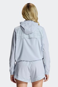 Conjunto de Chaqueta Cortavientos Ligera Gris para Mujer y Pantalones Cortos, Chándal Deportivo con Capucha y Cremallera Completa, Ropa Deportiva Informal con Paneles en Contraste - Product Image 2